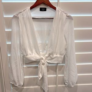 VICI Cropped front tie Sheet Top - NWOT